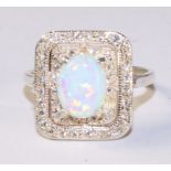 Opal square cluster dress ring Condition Report <a href='//www.davidduggleby.