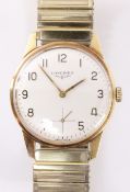 Gentleman's Longines 9ct gold manual wristwatch 1973, 6922 movement no S1724355,