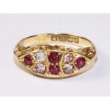 Edwardian ruby and diamond scroll set 18ct gold ring Birmingham 1904 Condition Report