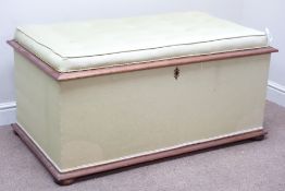 Victorian walnut upholstered storage ottoman, hinged top, 120cm x 69cm,