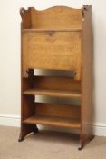 Arts & Crafts period oak secretaire bookcase, fall front with fitted interior, fret work detail,