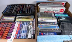 Two boxes of DVDs,