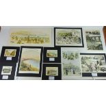 Portfolio of 19th century engravings and prints some hand coloured including chromolithographs by T.