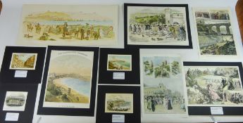 Portfolio of 19th century engravings and prints some hand coloured including chromolithographs by T.