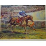 'Willie Carson Hiding Nashwan to Victory in the Epsom Derby 1989', limited edition colour print no.