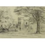 'The Bishop's Palace, Wells', pencil drawing signed by Alfred Gill (British 1897-1981), 32cm x 45.