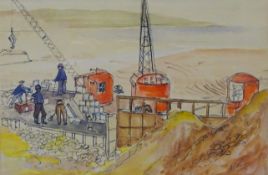 'Erecting New Sea Wall Filey 1955',