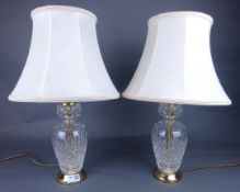 Pair of Stuart cut crystal table lamps,