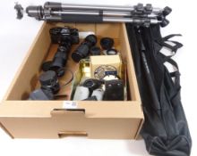 Argus/ Cosina STL 1000 SLR camera, Opticam f=300mm 1:56 lens, Auto Chinon f=90-190mm 1:5.