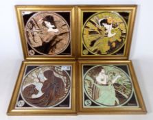 Set of four MAW & Co Art Nouveau style ceramic wall plaques,