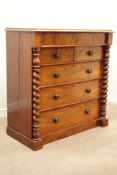 Victorian mahogany chest fitted with frieze drawer above two short and three long drawers,