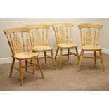 Set four beech farmhouse style dining chairs Condition Report <a href='//www.