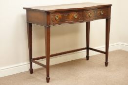 19th century mahogany serpentine side table, two drawers,