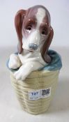 Lladro sculpture of a dog in linen basket Condition Report <a href='//www.