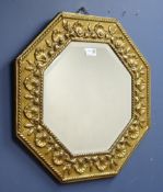 Mid 20th Century octagonal bevelled glass and brass mirror,
