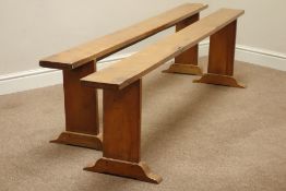 Pair 19th century French cherry wood benches,