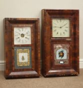 Victorian American rosewood cased wall clock with glazed door & a similar mahogany case wall clock