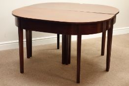 Early 19th century mahogany dining table, two D-ends with double gate leg action base,