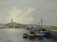 Anstruther - Scotland, oil on canvas signed by Don Micklethwaite (British 1936-), 44.5cm x 59.