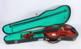 Violin and bow, in case Condition Report <a href='//www.davidduggleby.