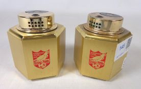 Two Ronson heavy brass table lighters,