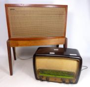 Vintage Hacker AL16 Amplifier loudspeaker on stand and a vintage Philip's MK39953 radio (2)