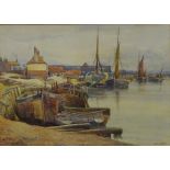 'Maldon The Quay', watercolour Edgar Thomas Wood (British 1860-1935), 26.5cm x 37.