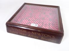 Early 20th Century mahogany Winsor & Newton's artists brushes glazed display case,