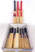 Collection of signed miniature cricket bats, mostly 1990's County cricketers,