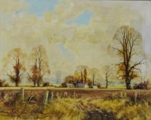 Autumn Farmland, oil on canvas signed by Lewis Howe-Bennett (British 1936-),