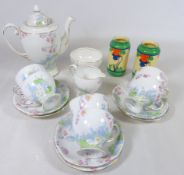 Royal Standard Art Deco 'Wildflower' pattern coffee set for six and a pair of small Clarice Cliff