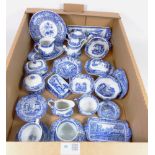 Various Spode 'Italian' pattern blue and white miniature ceramics and other Spode in one box