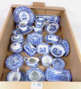 Various Spode 'Italian' pattern blue and white miniature ceramics and other Spode in one box