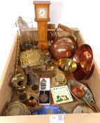 19th Century treen snuff box, brass trivet, copper kettle, National Federation,