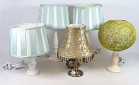 Pair of cream finish table lamps H44cm, similar table lamp with matching shade,