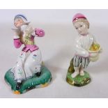 Two Höchst figures; servant girl and boy with basket of fruit,