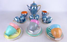 1920's Carlton Ware lustre coffee service for six and a Royal Grafton mid 20th Century harlequin