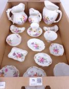 Three Royal Crown Derby 'Posies' jugs, butter dishes,