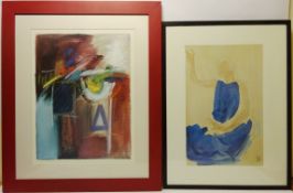 Abstract Forms, contemporary colour print 65cm x 50cm and Figurative Study,
