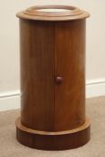 Victorian mahogany cylinder pot cupboard, circular stepped moulded top with inset white marble,