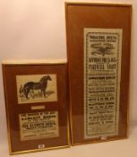 Two 19th Century original theatre playbills, 'The Largest Horse in the World', Egyptian Hall,