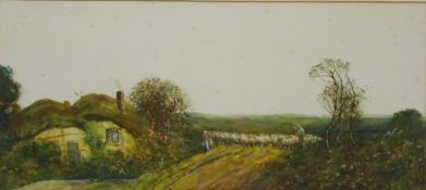 Shepherd with his Sheep, watercolour signed by Fred Hines (British 1875-1928),