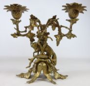 19th/ early 20th Century gilt metal twin branch sconce with pineapple and fox decoration,