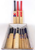 Collection of signed miniature cricket bats, mostly 1990's County cricketers,