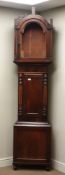 Victorian mahogany longcase clock case, mounted turned half columns,