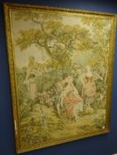 Large machine woven tapestry depicting a traditional 18th Century scene,