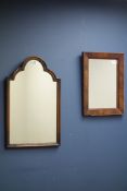 20th century quatrefoil arched top mirror and a small early 20th century mahogany mirror