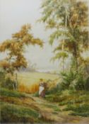 The Harvest Field, watercolour signed by Theodore Hines (British fl.