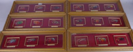 Set of six fishing flies displays in rectangular gilt frames (6) Condition Report