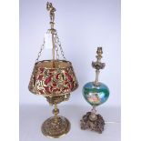 Traditional style four branch brass table lamp,